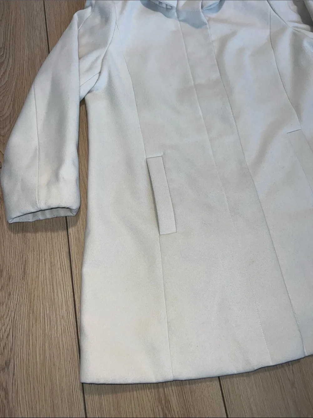 cleo Cream A-Line Stand Collar Trench Coat - Picture 3 of 14